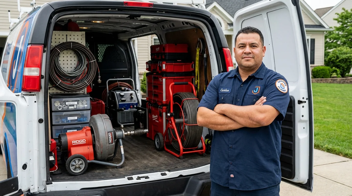 Professional drain cleaning equipment and Johns Plumbing LLC plumber in Kinston
