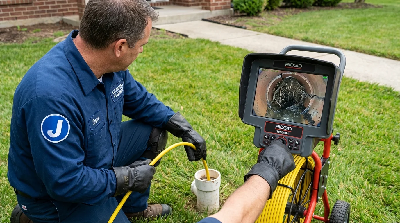 Sewer camera inspection being performed by Johns Plumbing LLC in Kinston